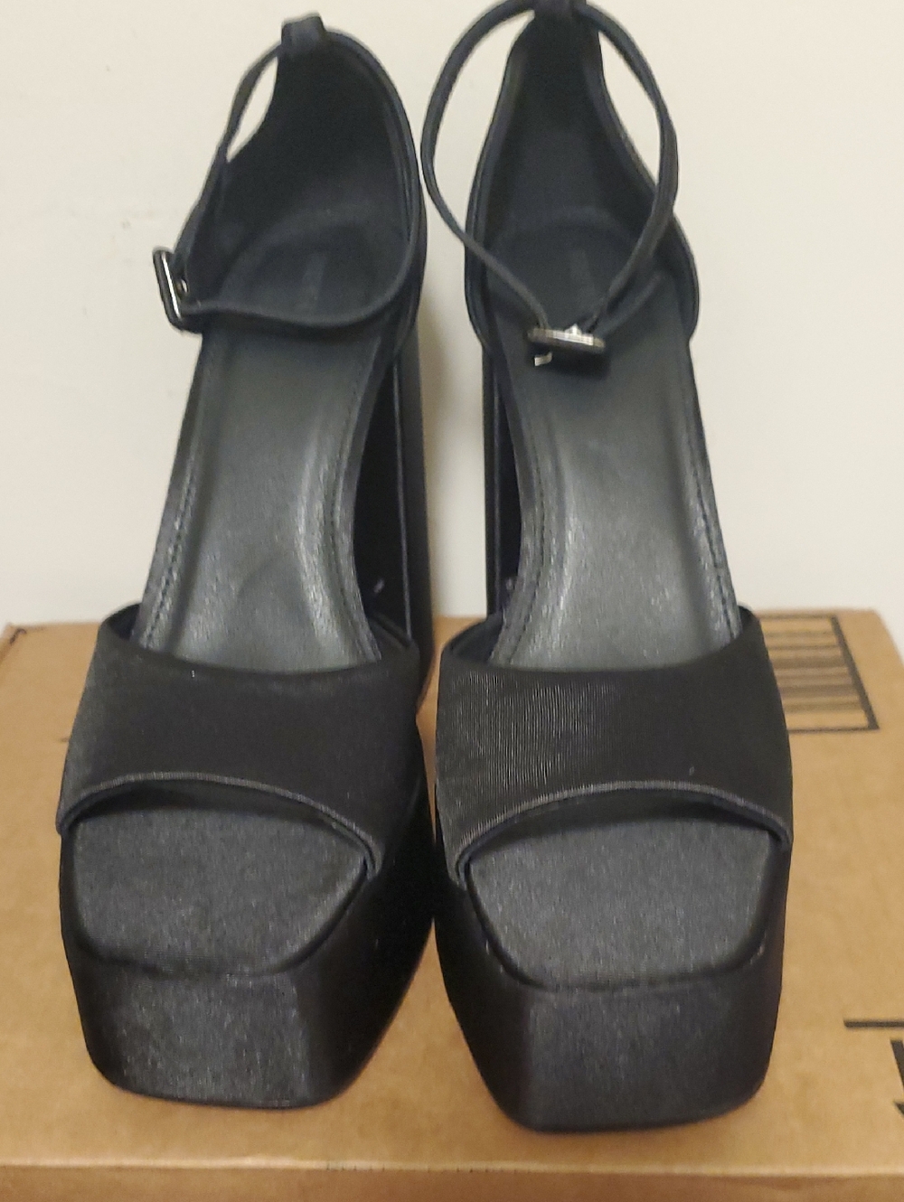 Black Platform Ankle-Strap Women’s Heels, Forever 21, Size 10.